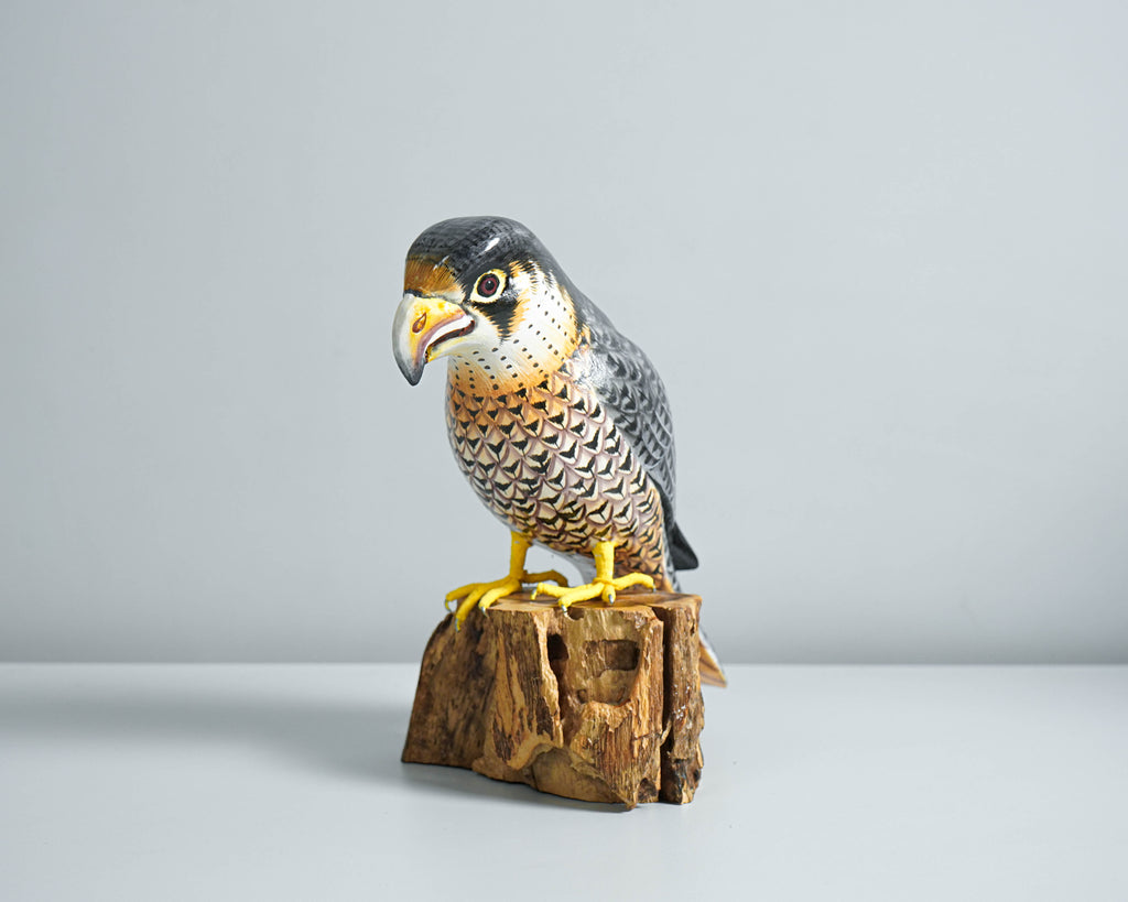 Orange-breasted falcon Statue, Painted Wood Carving, Wooden Bird Art, Handcrafted Decor, Animal Statue, Best Gifts for Her, Gift for friend