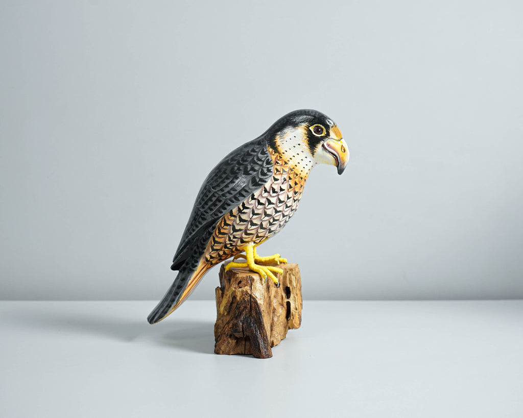 Orange-breasted falcon Statue, Painted Wood Carving, Wooden Bird Art, Handcrafted Decor, Animal Statue, Best Gifts for Her, Gift for friend