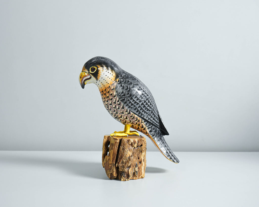 Orange-breasted falcon Statue, Painted Wood Carving, Wooden Bird Art, Handcrafted Decor, Animal Statue, Best Gifts for Her, Gift for friend