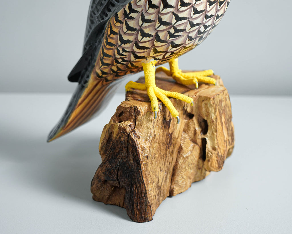 Orange-breasted falcon Statue, Painted Wood Carving, Wooden Bird Art, Handcrafted Decor, Animal Statue, Best Gifts for Her, Gift for friend