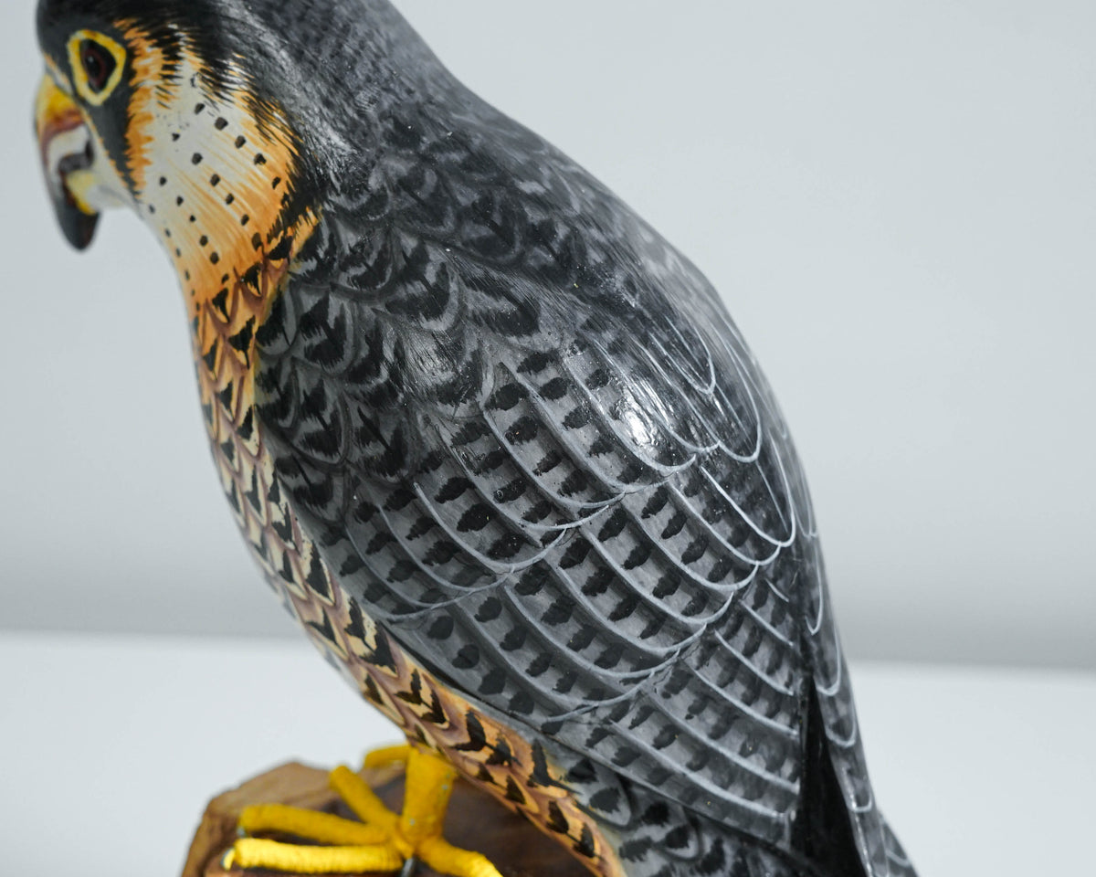 Orange-breasted falcon Statue, Painted Wood Carving, Wooden Bird Art, Handcrafted Decor, Animal Statue, Best Gifts for Her, Gift for friend