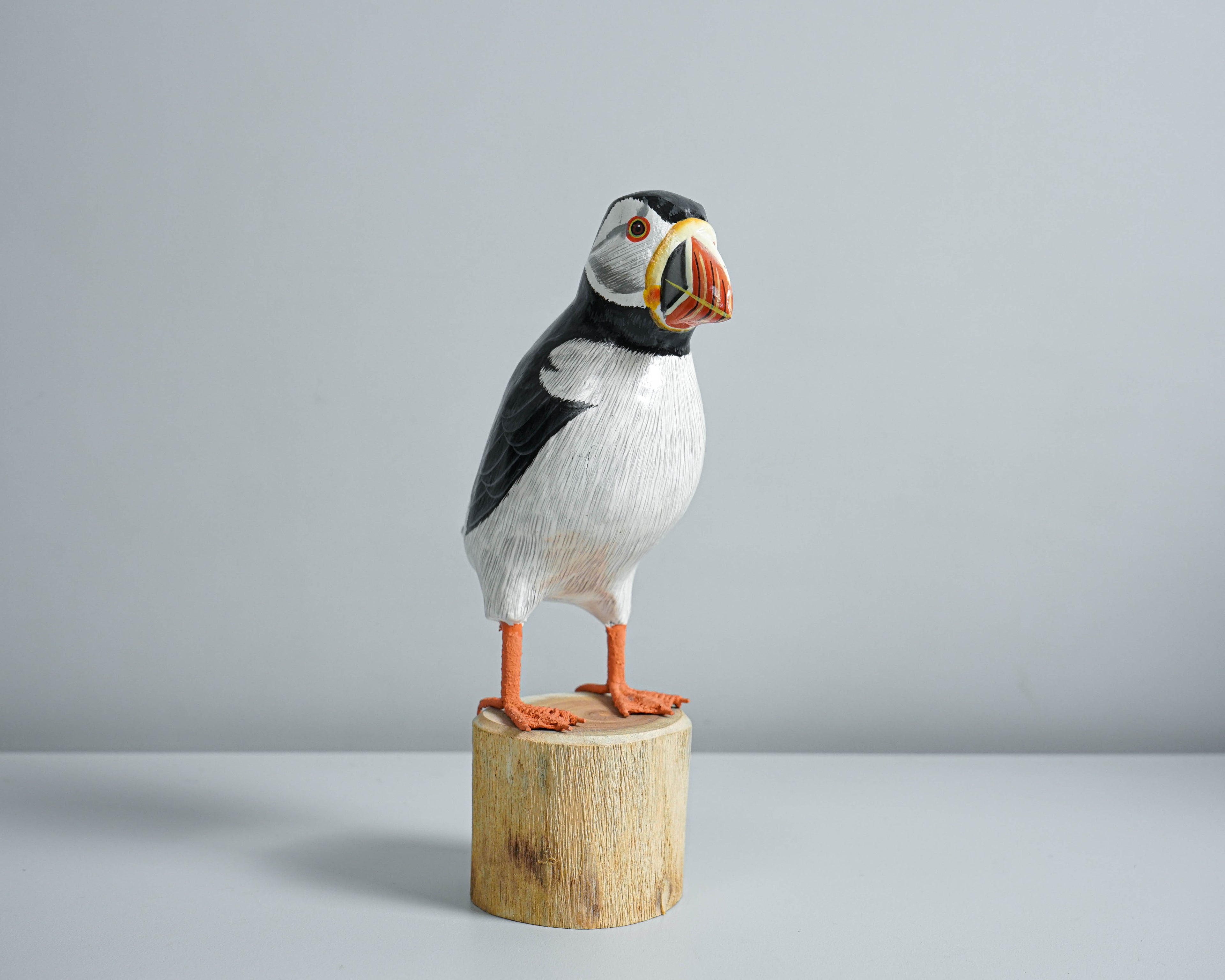 Bird Figurine, Painted Wood Carving, Wooden Bird Art, Handcrafted, Colorful Animal Ornament, Office Decor, Gift for Her, Special Gift