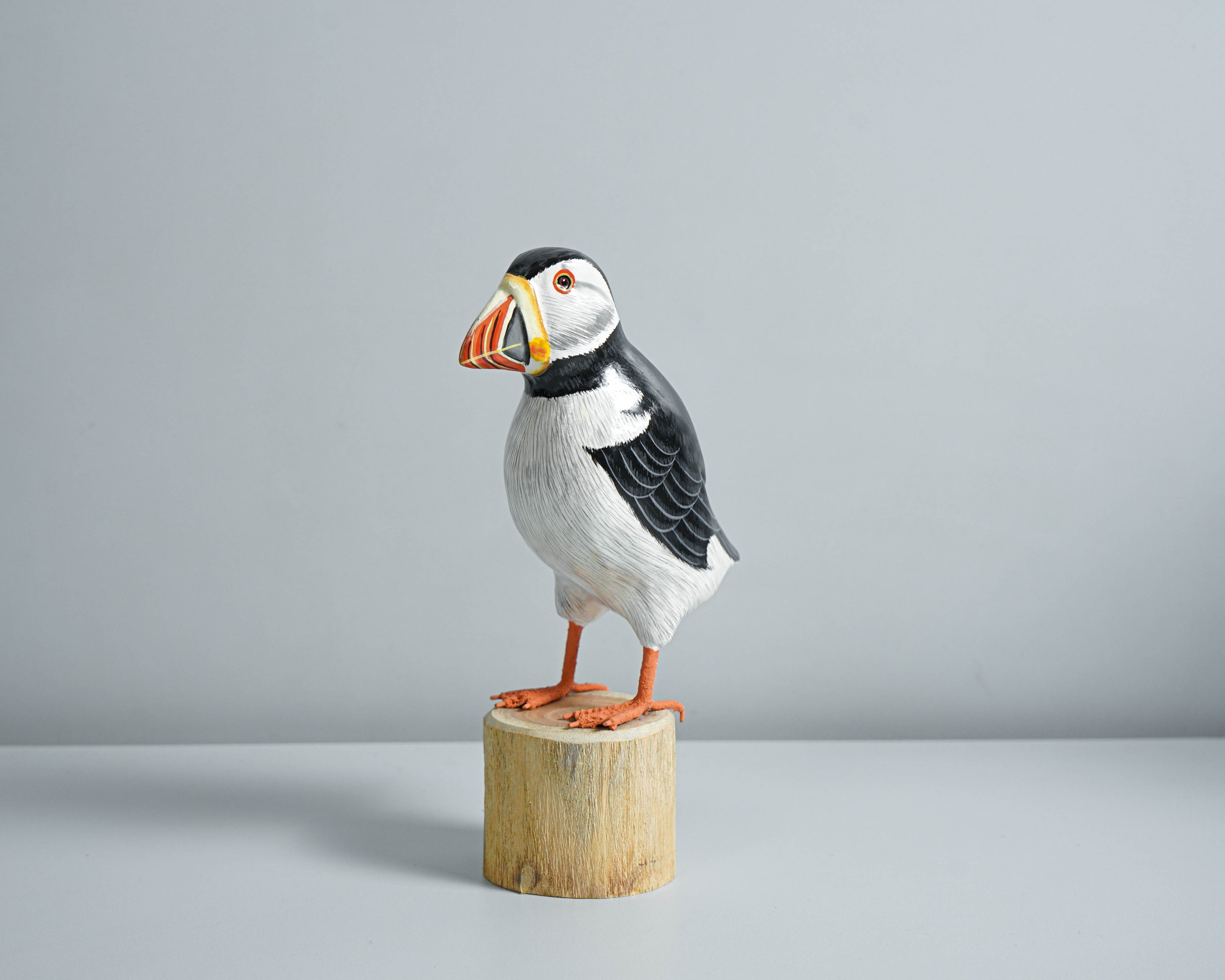 Bird Figurine, Painted Wood Carving, Wooden Bird Art, Handcrafted, Colorful Animal Ornament, Office Decor, Gift for Her, Special Gift