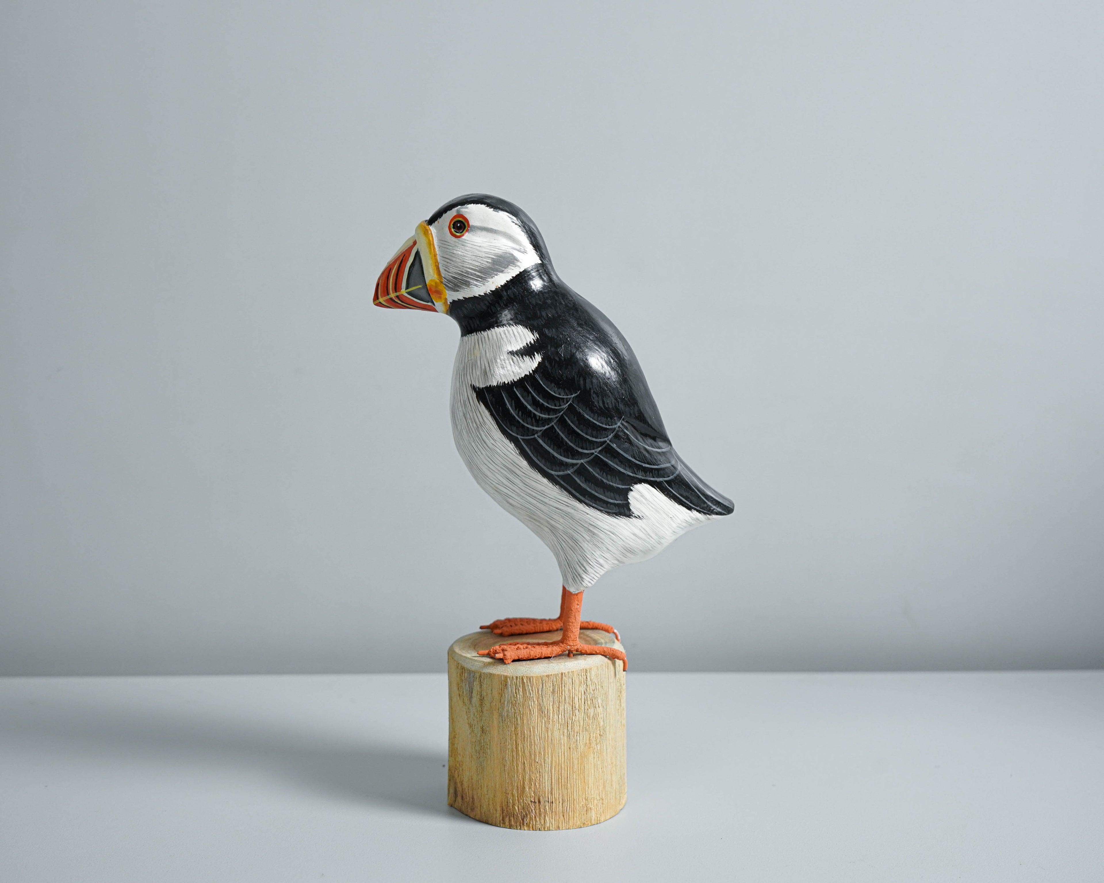 Bird Figurine, Painted Wood Carving, Wooden Bird Art, Handcrafted, Colorful Animal Ornament, Office Decor, Gift for Her, Special Gift