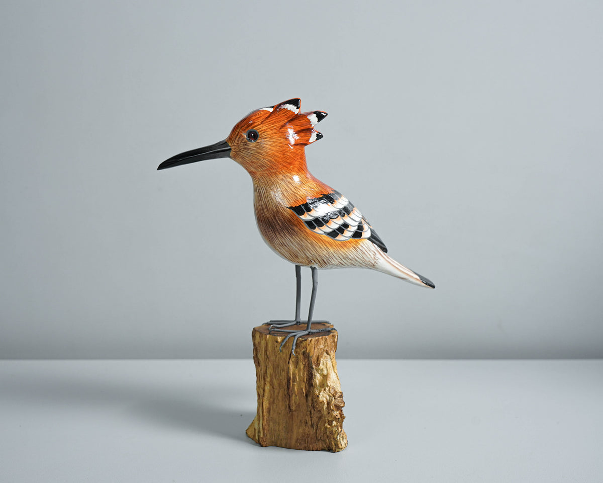 Eurasian Hoopoe, Wooden Bird Statue, Painted Wood Carving, Handcrafted, Animal Statue, Hudhud Eurasia, Unique Decor, Mom Gift, Special Gift