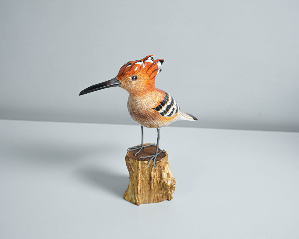 Eurasian Hoopoe, Wooden Bird Statue, Painted Wood Carving, Handcrafted, Animal Statue, Hudhud Eurasia, Unique Decor, Mom Gift, Special Gift