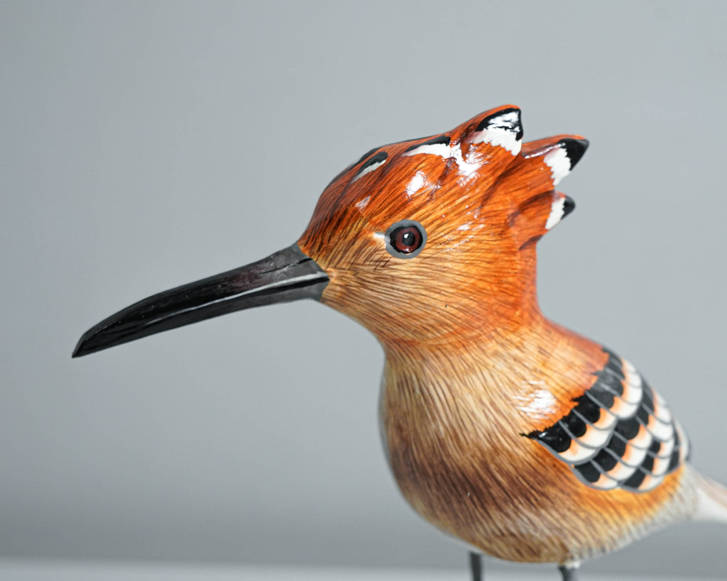 Eurasian Hoopoe, Wooden Bird Statue, Painted Wood Carving, Handcrafted, Animal Statue, Hudhud Eurasia, Unique Decor, Mom Gift, Special Gift