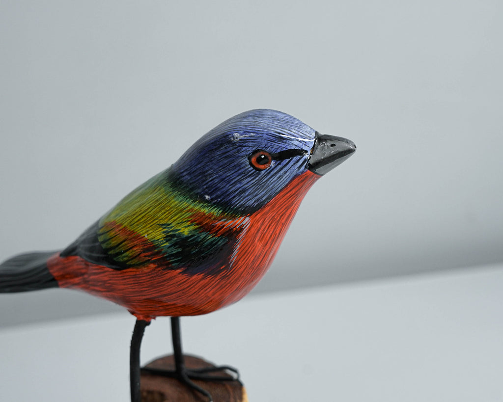 Birds On Branches Statue, Painted Wood Carving, Color Wooden Bird, Handcrafted, Animal Statue, Life-like, Birthday Gifts, Memorial Gift