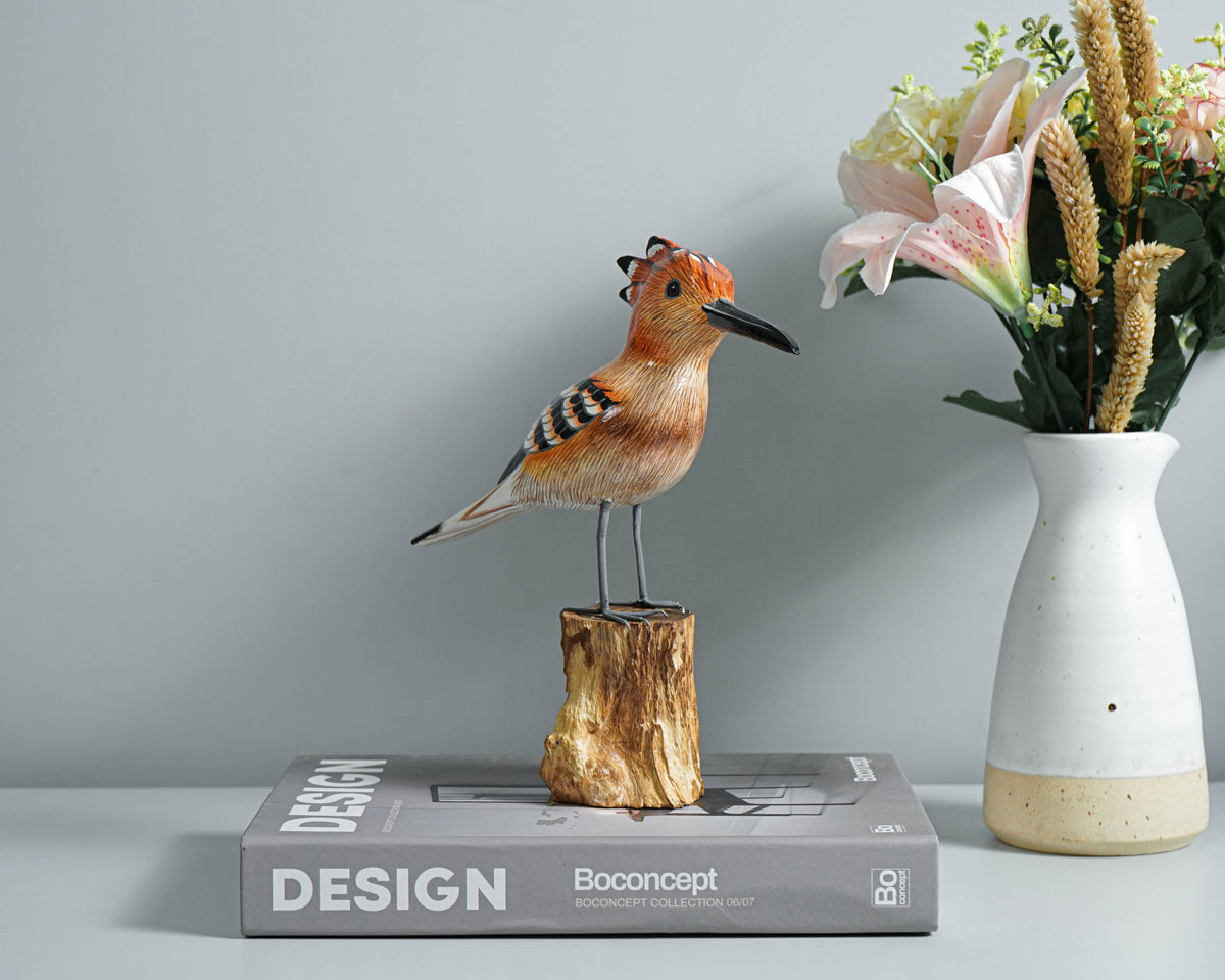 Eurasian Hoopoe, Wooden Bird Statue, Painted Wood Carving, Handcrafted, Animal Statue, Hudhud Eurasia, Unique Decor, Mom Gift, Special Gift