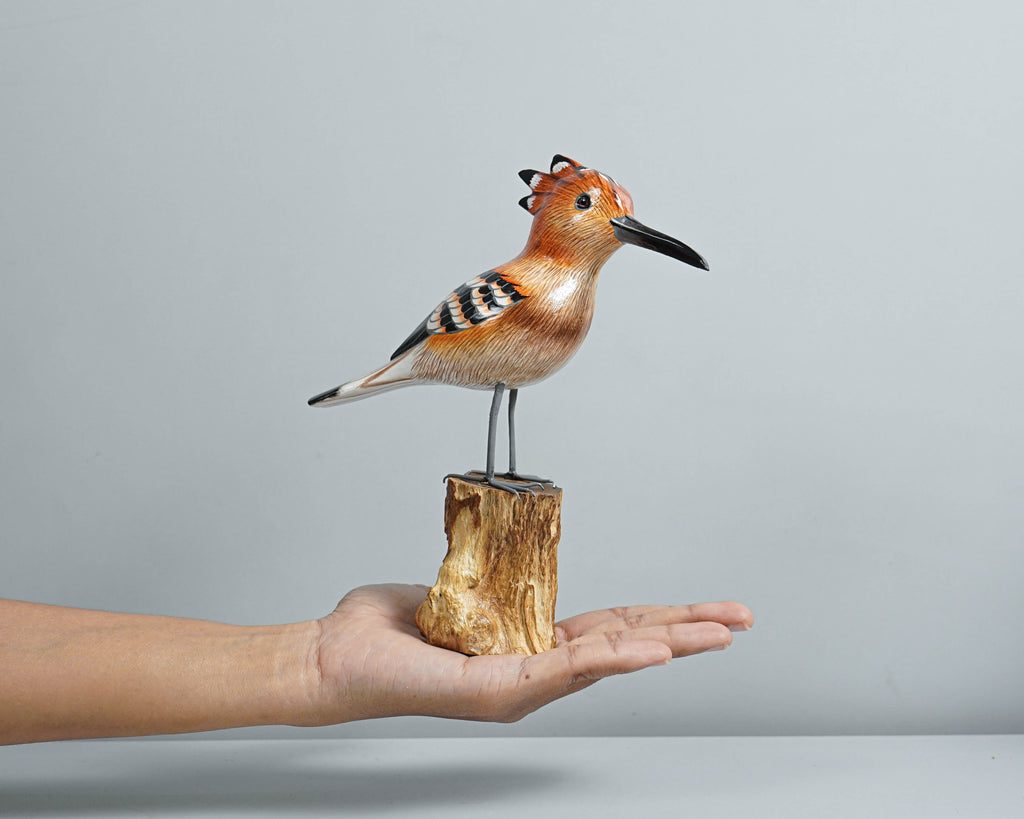 Eurasian Hoopoe, Wooden Bird Statue, Painted Wood Carving, Handcrafted, Animal Statue, Hudhud Eurasia, Unique Decor, Mom Gift, Special Gift