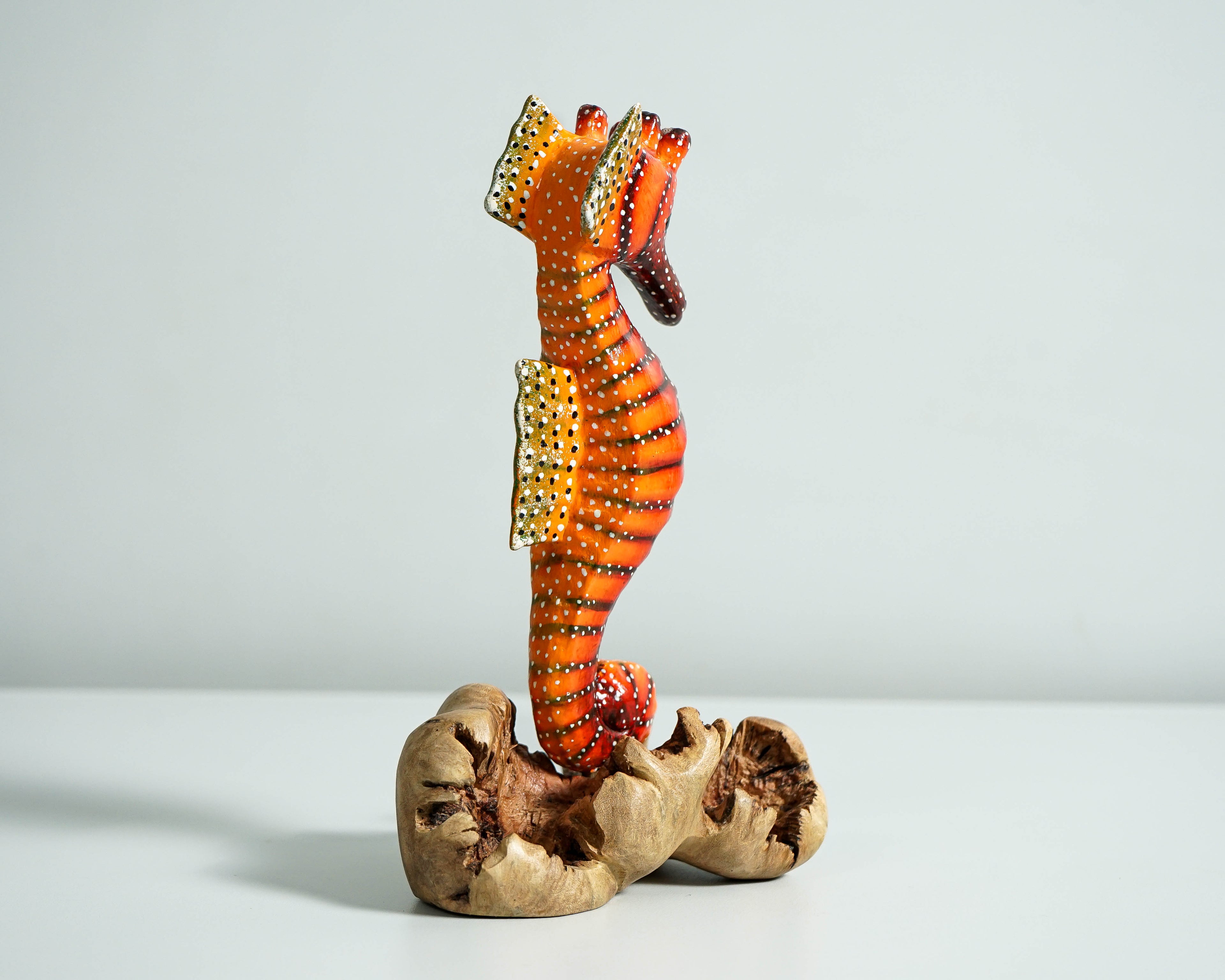 Red Seahorse Sculpture, Wood Carving, Ocean, Woodland, Hand-painted Figurine, Nautical, Handcrafted Decor, Apartment Decor, Gift for Her