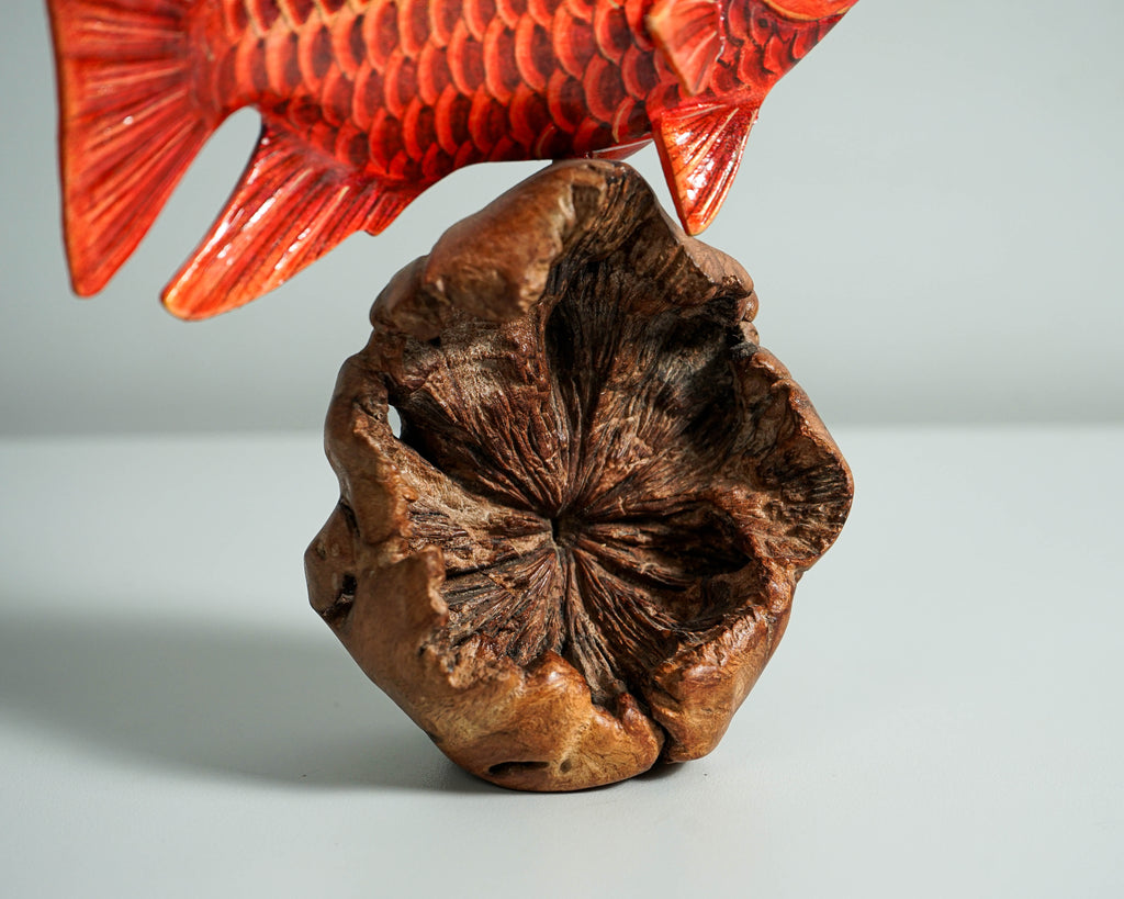 Red Fish Sculpture, Wooden Art, Painted Wooden Animal, Sculpture, Handmade Statue, Colorful Art, Unique Fish, Ocean Decor, Best Friend Gift