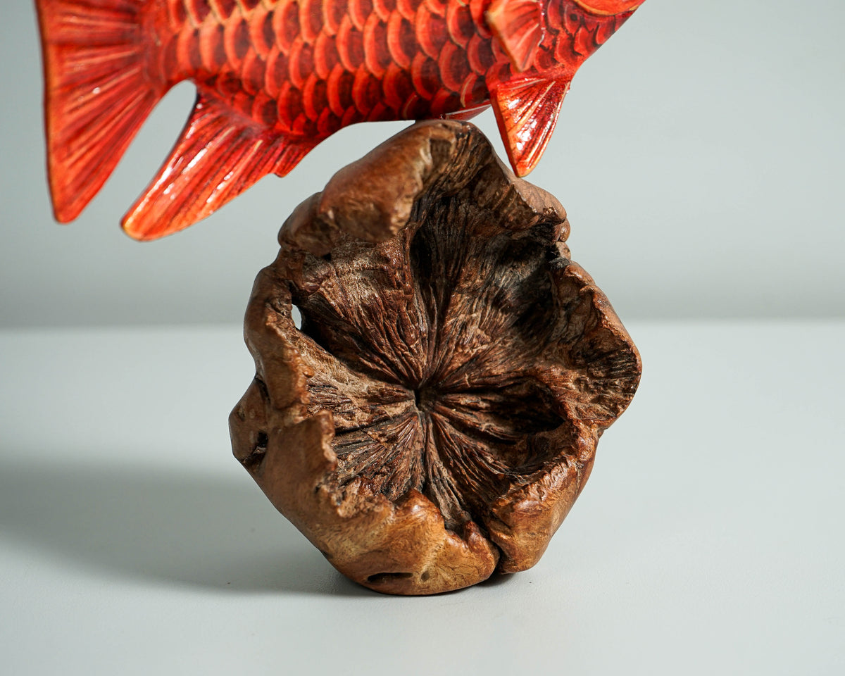 Red Fish Sculpture, Wooden Art, Painted Wooden Animal, Sculpture, Handmade Statue, Colorful Art, Unique Fish, Ocean Decor, Best Friend Gift