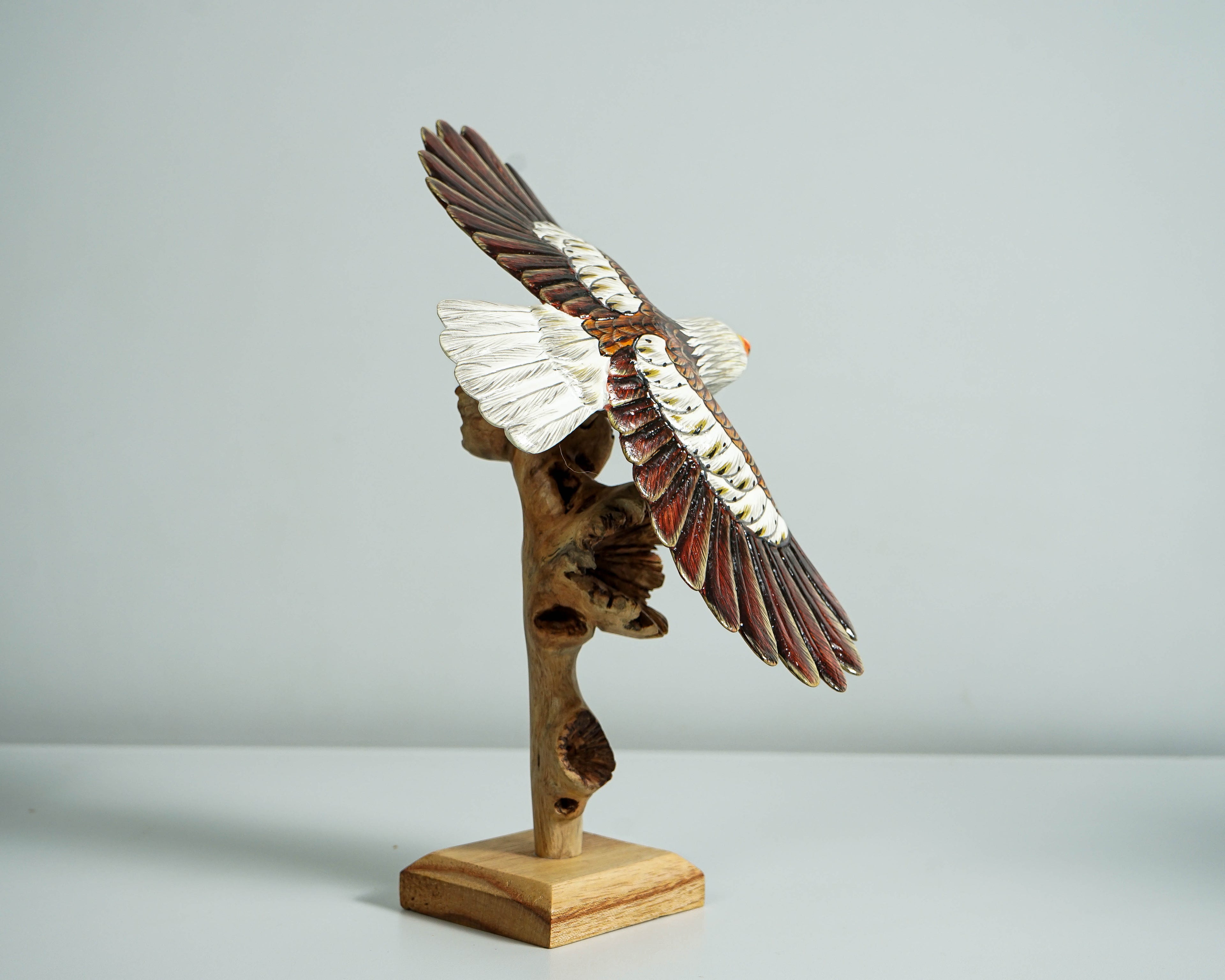 Flying Bald Eagle Sculpture, Painted Statue, Wood Carving Figure, Bird, Freedom, Housewarming, Office Decor, Personalized, Memorial Gift