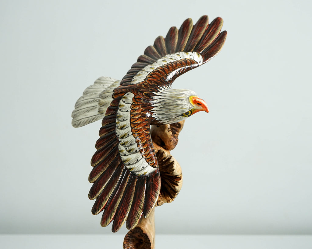 Flying Bald Eagle Sculpture, Painted Statue, Wood Carving Figure, Bird, Freedom, Housewarming, Office Decor, Personalized, Memorial Gift