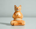 Yoga Meditation Cat Sculpture, Wooden Animal Statue, Decorative, Wood Carving, Handcrafted, Unique Figurine, Gift for Her, Appreciated Gift