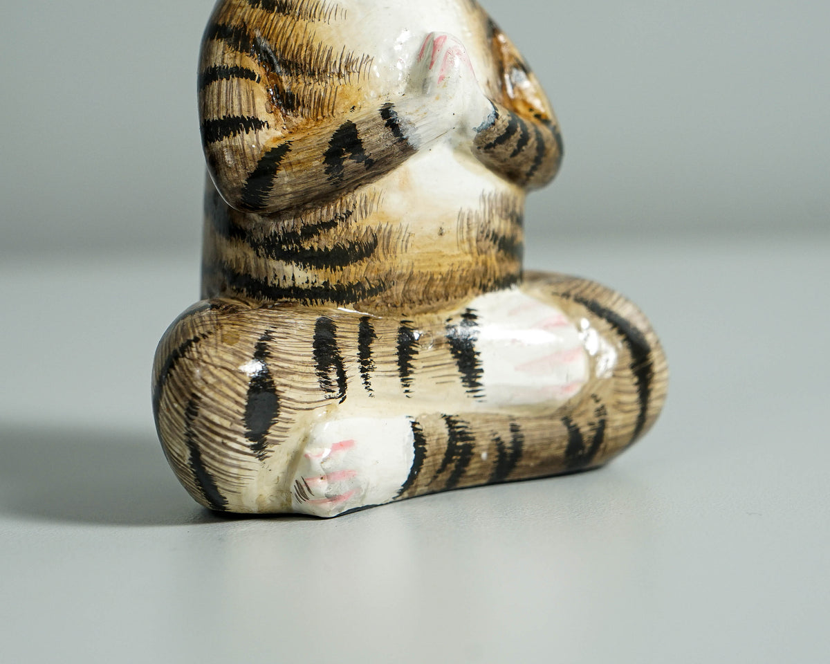 Yoga Meditation Cat Sculpture, Wooden Animal Statue, Wood Carving, Decorative, Handcrafted, Handmade Figurine, Room Decor, Special Gift