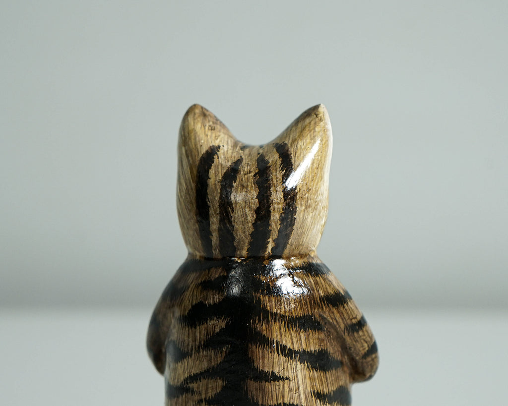 Yoga Meditation Cat Sculpture, Wooden Animal Statue, Wood Carving, Decorative, Handcrafted, Handmade Figurine, Room Decor, Special Gift