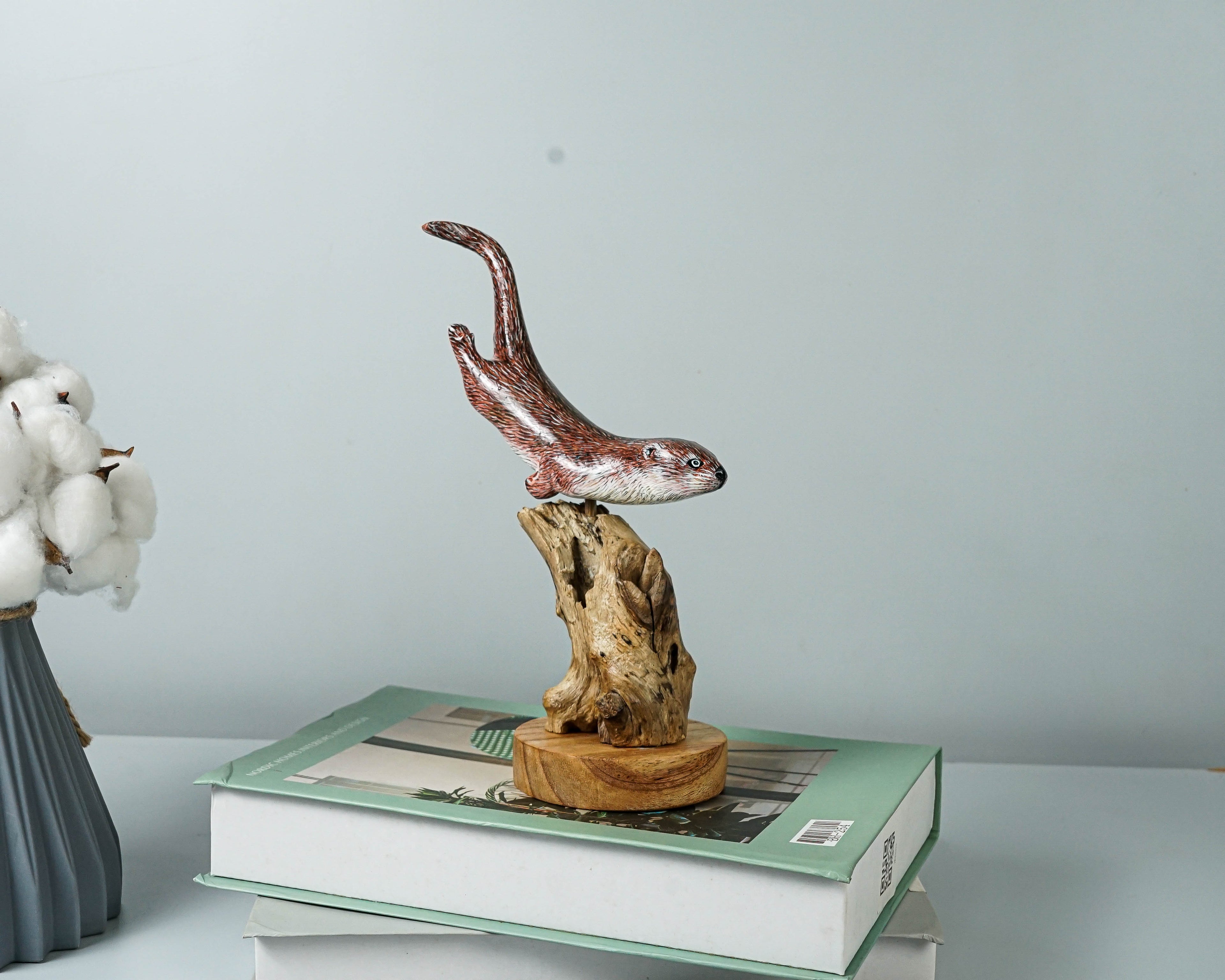 Wooden Otter Sculpture, Cute Animal, Swimming, Natural, Wildlife, Handmade Statue, Sea creature, Wood Carving, Gift for Her, Special Gift