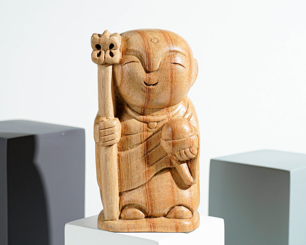 Bhikshu Jizo Statue, Buddha Sculpture, Wood Figurine, Meditation, Wooden Jizo, Gift for Friend, Interior Decoration, Grandfather Gift