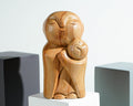 Mother and Son Jizo Statue, Buddha Sculpture, Wood Figurine, Wooden Jizo, Office Decor, Handcrafted Gift, Table Decoration, New Mom Gift
