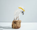 Sulphur-Crested Cockatoo Sculpture 8.7in Tall Hand-Carved Tropical Bird Art Decor