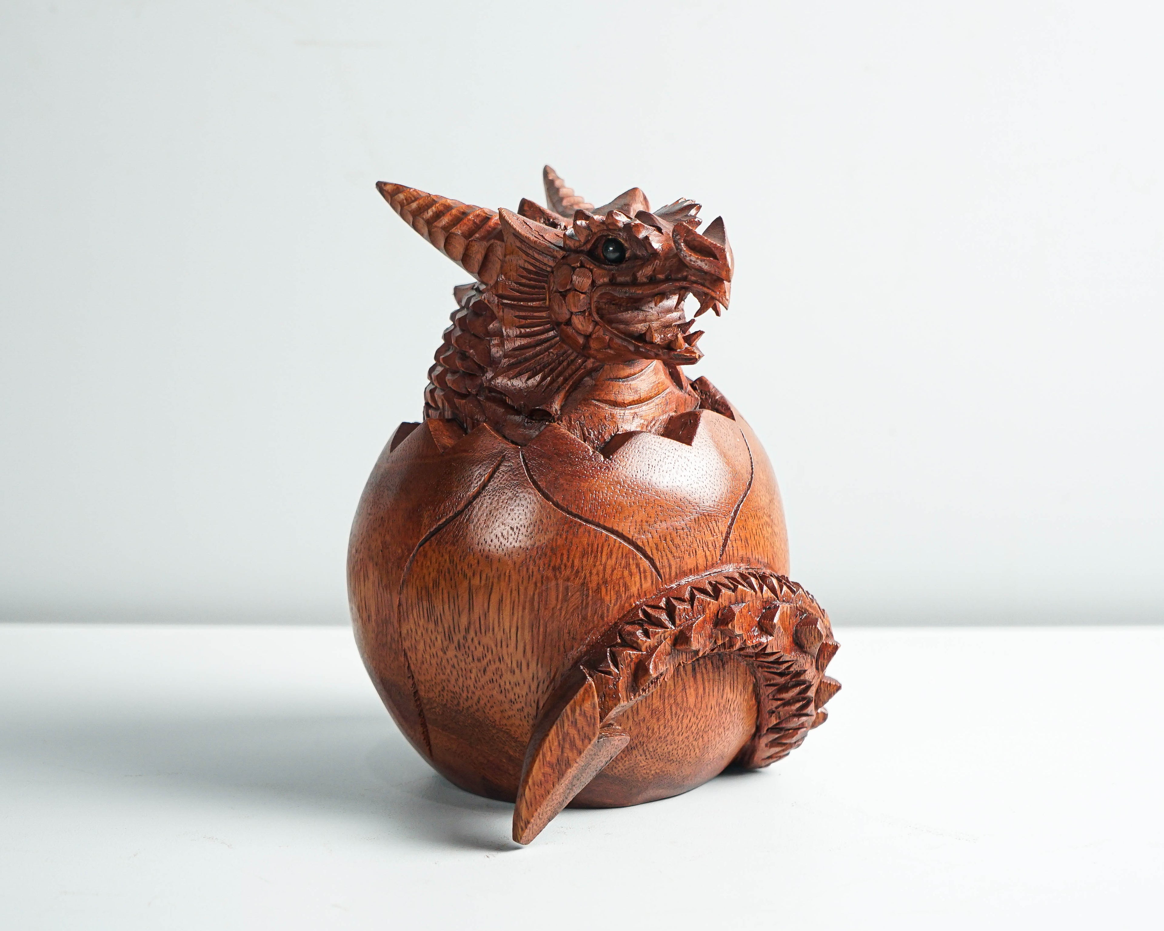 Newborn Dragon Sculpture, Baby Dragon, Egg, Mystical Animal, Wood Carving, Wooden Figurine, Bedroom Decor, Grandfather Gift, Gift for Him