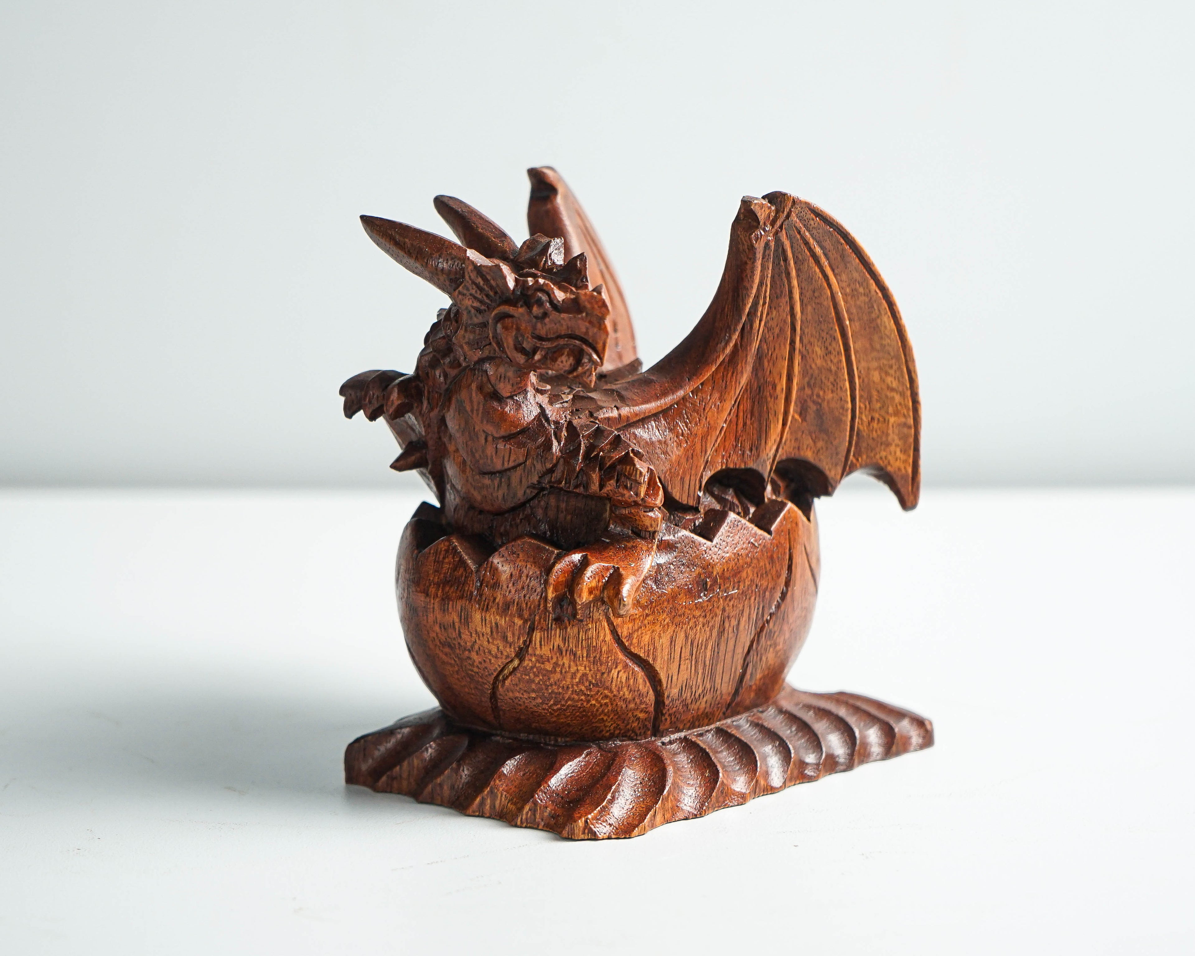 Newborn Dragon Sculpture, Baby Egg, Mystical Animal, Art, Wood Carving, Wooden Figurine, Gift for Him, Birthday Gift, Gift for friend