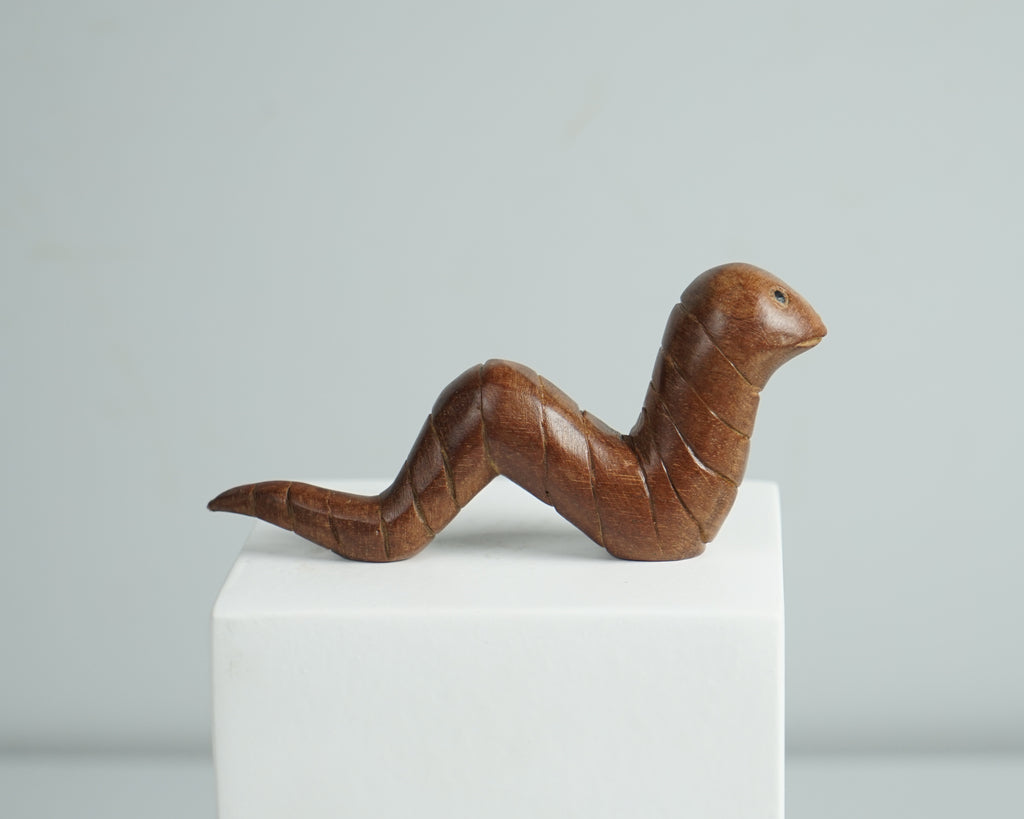 Wooden Worm Sculpture, Animal Statue, Wood Carving, Rustic, Worm Figurine, Housewarming, Tabletop Decor, Unique, Decorative, Gift for Mother