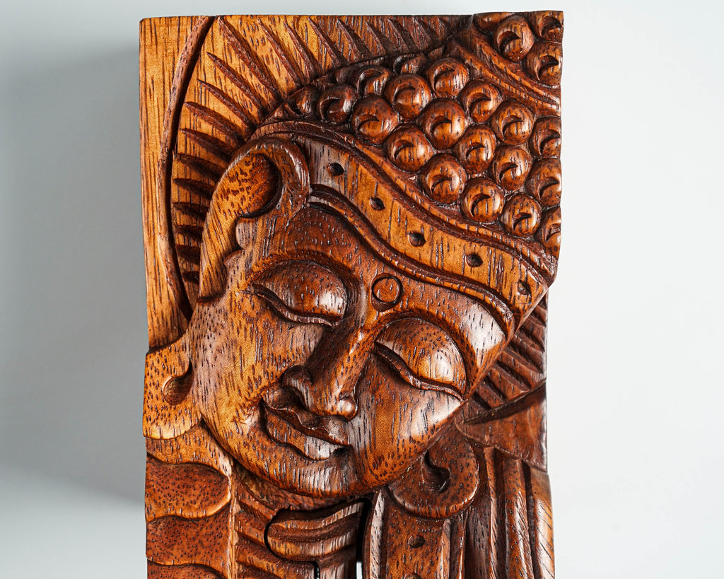 Buddha Puzzle Box, Buddha Face, Buddha Mystery Box, Wood Carving, Trinket Stash, Magic Box, Gift for Wife, Gift for daughter, Hidden Box