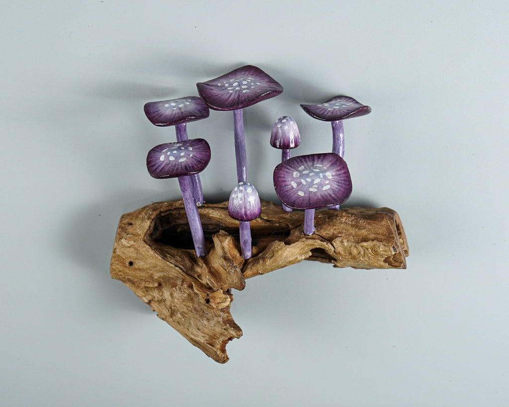 Purple Hanging Mushroom Art, Wall Statue, Fairy Mushroom, Miniature, Handmade, Forest, Aesthetic Room Decor, Personalized, Teacher Gift