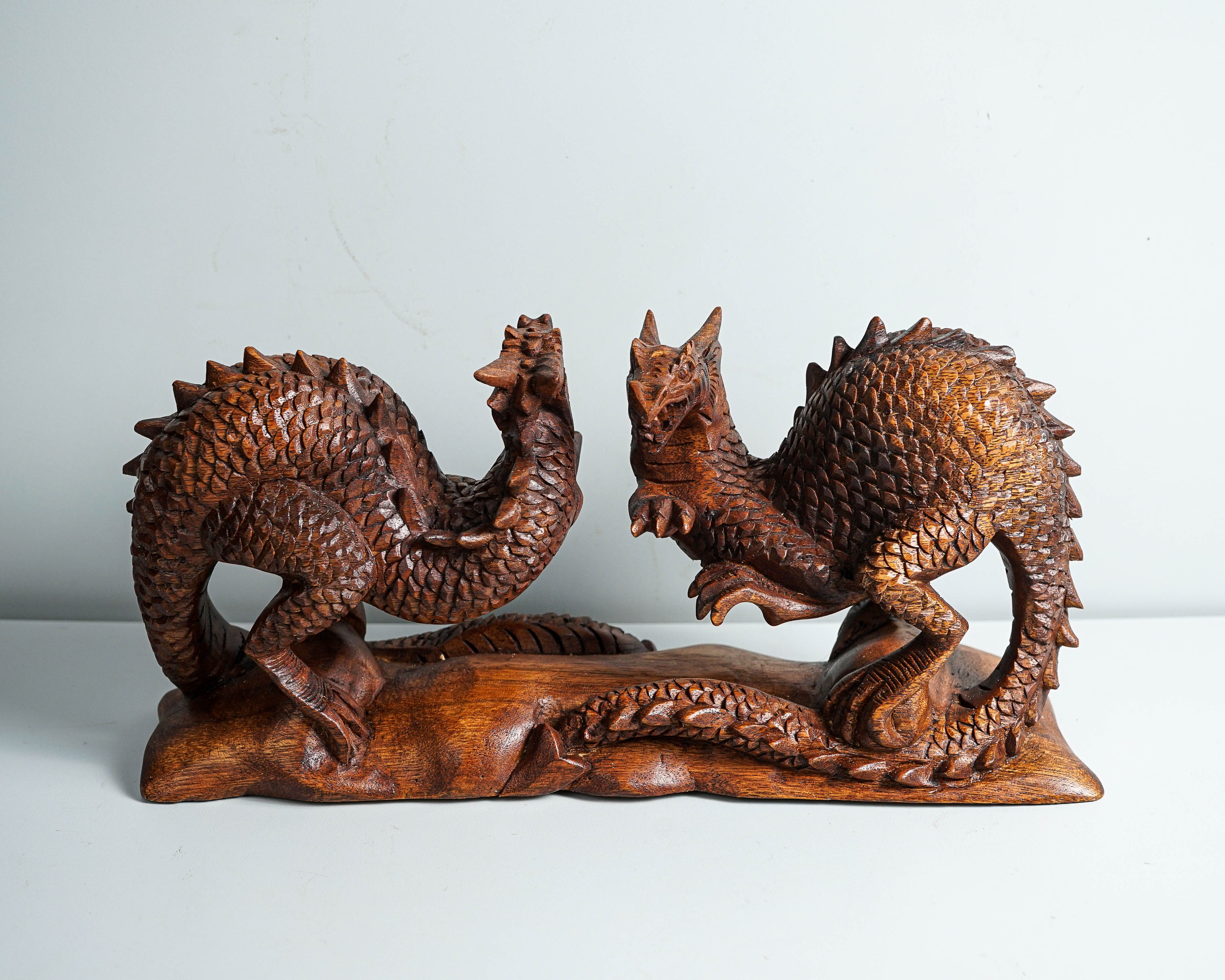 Couple Dragon Ornament, Twin Dragon Statue, Legend Animal, Fantasy, Unique Decor, Dragons Wood sculpture, Room Decoration, Valentines Day