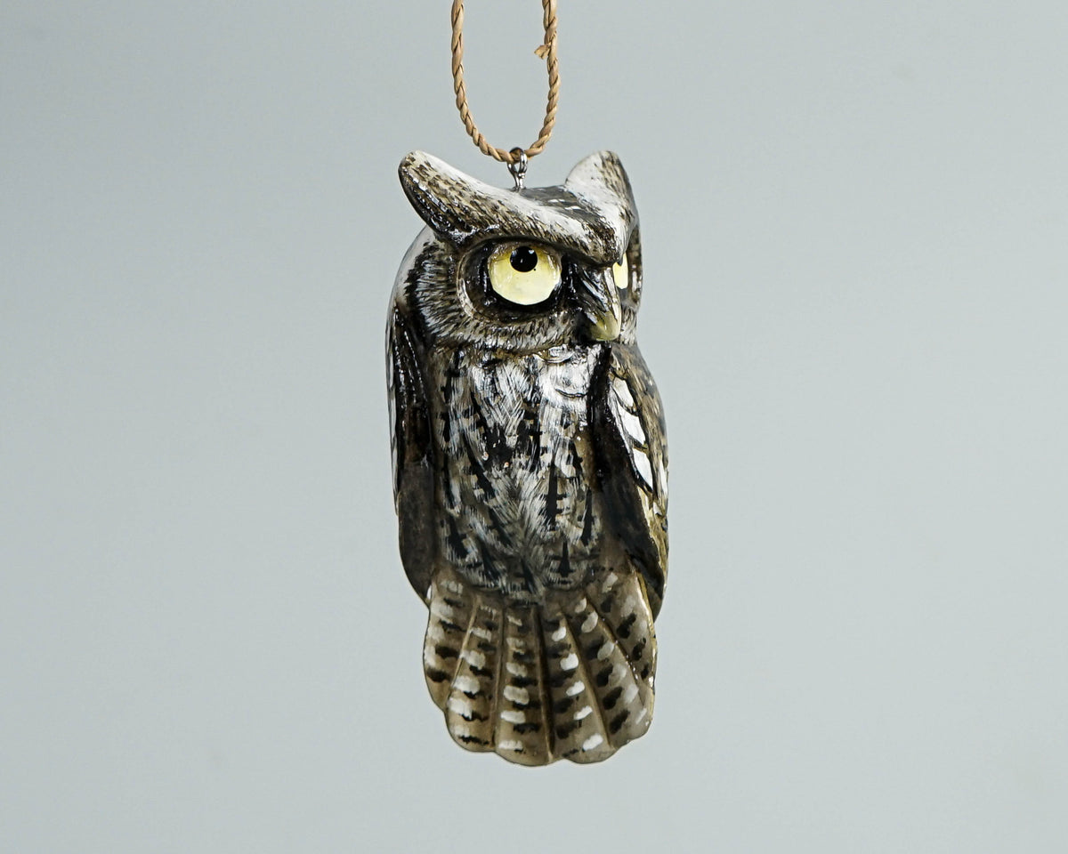 Eagle Owl Decoration,  Hanging Sculpture, Painted Sculpture, Handcrafted, Wood Carving, Bird, Wall Decor, Interior Decor, Gift for Him