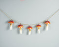 Red Mushroom Garland 1.5in mushroom length Hand-Painted Wooden Wall Decor