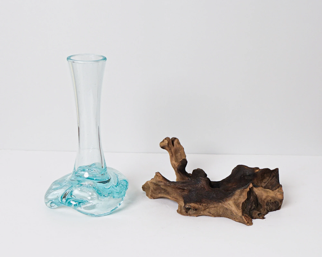 Blown Glass on Driftwood, Gamal, Molten Glass, Terrarium, Hand Blown Recycled Glass, Natural Piece, Housewarming Decor, Gift for Mother