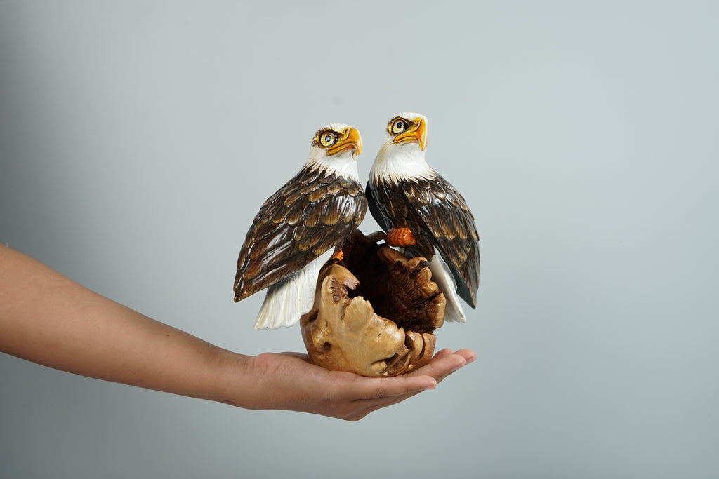 Handmade Bald Eagle Sculpture, Painted Statue, Wood Carving Figure, Bird, Handcraft, Freedom, Office Decor, Personalized, Gift for Dad